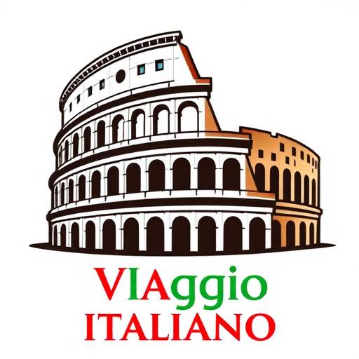 Logo di Viaggio Italiano: Colosseo stilizzato con i colori italiani