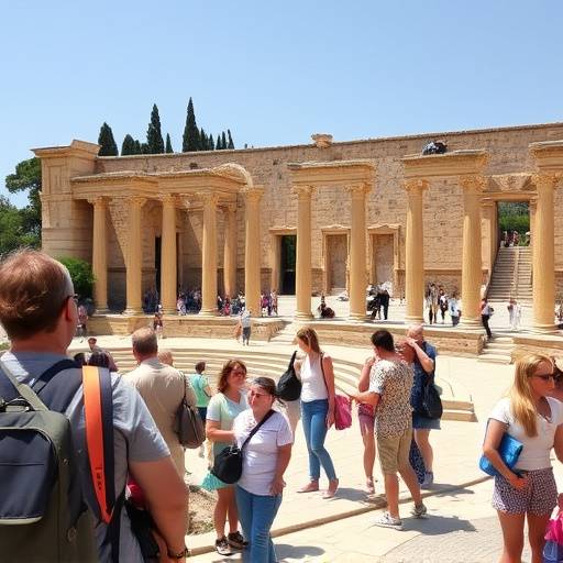 Un gruppo di turisti che visitano un sito archeologico in Sicilia