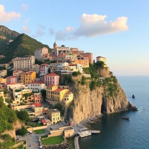 Vista della costa amalfitana con Positano sullo sfondo